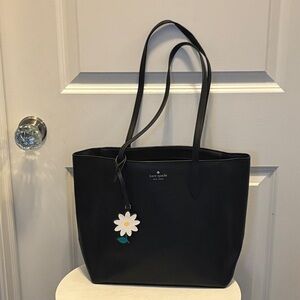 Kate Spade Black Tote with Floral Charm